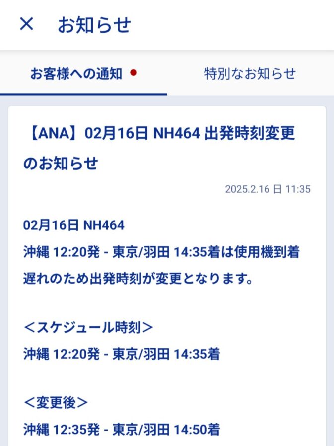 ANA(NH)464那覇羽田便