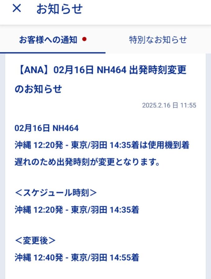 ANA(NH)464那覇羽田便