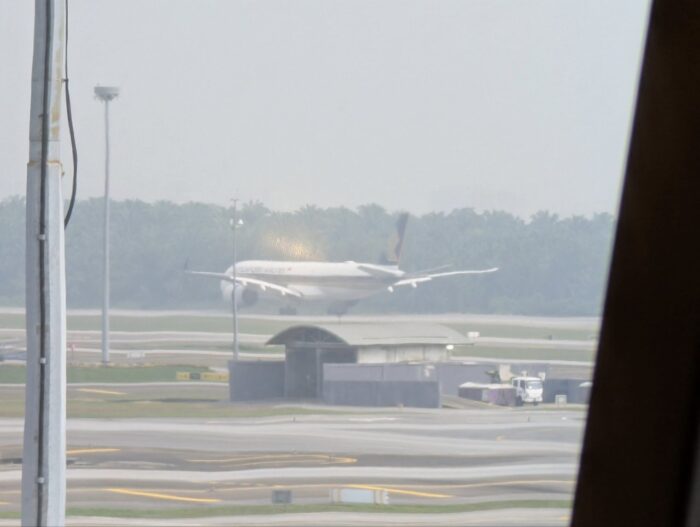 シンガポール航空機が到着。